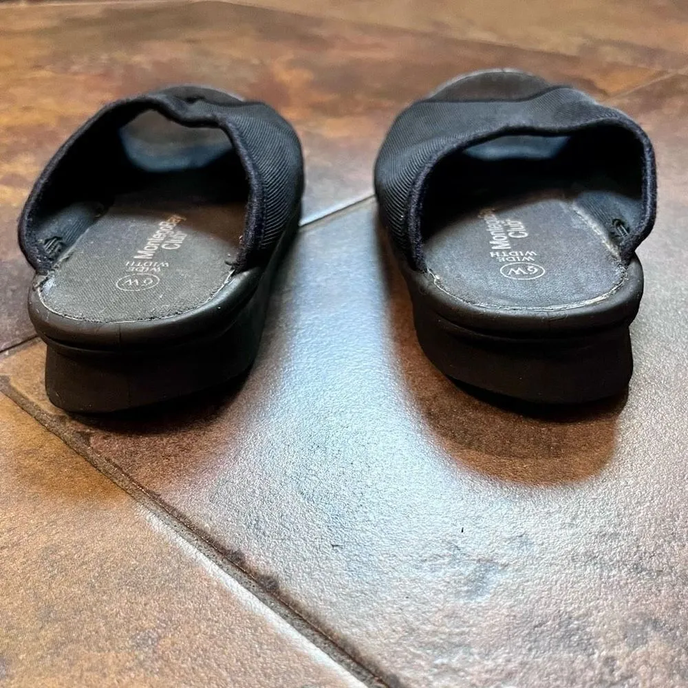 Montego Bay Club Women’s Stretch Slip-on Black Sandals Size 6 Wide - Image 4