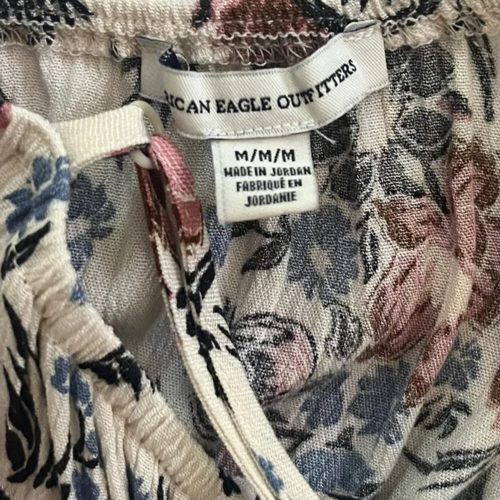 American Eagle Maxi Womens Size Medium Long Floral Keyhole Tassel Tie Dress - Image 9