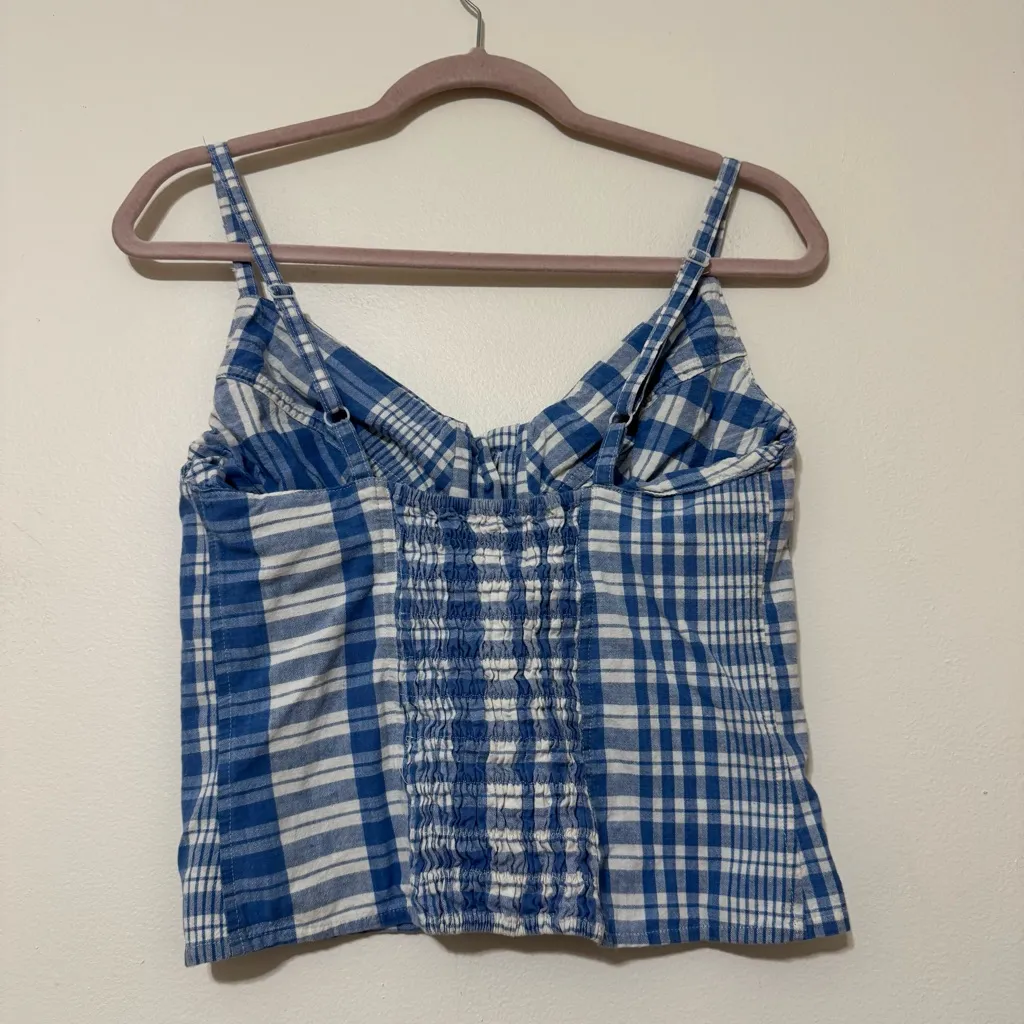 Vintage Arizona Blue Plaid Button-Up Corset Women's Top - Image 3