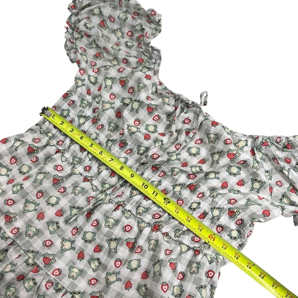 Hot Topic Strawberry Frog Tiered Gingham Babydoll Dress - Image 9