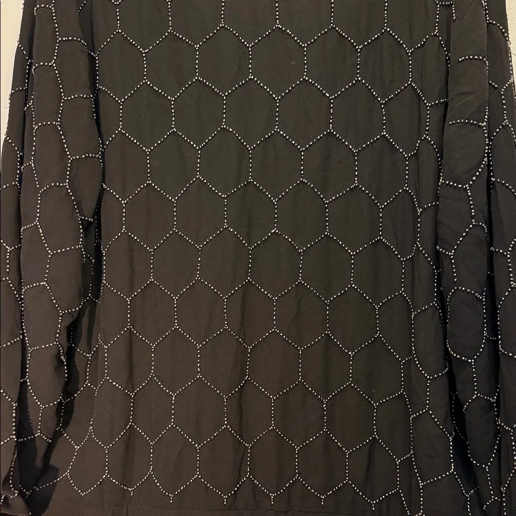 Chico's  Black Hexagon Pattern Bomber Jacket - Image 4