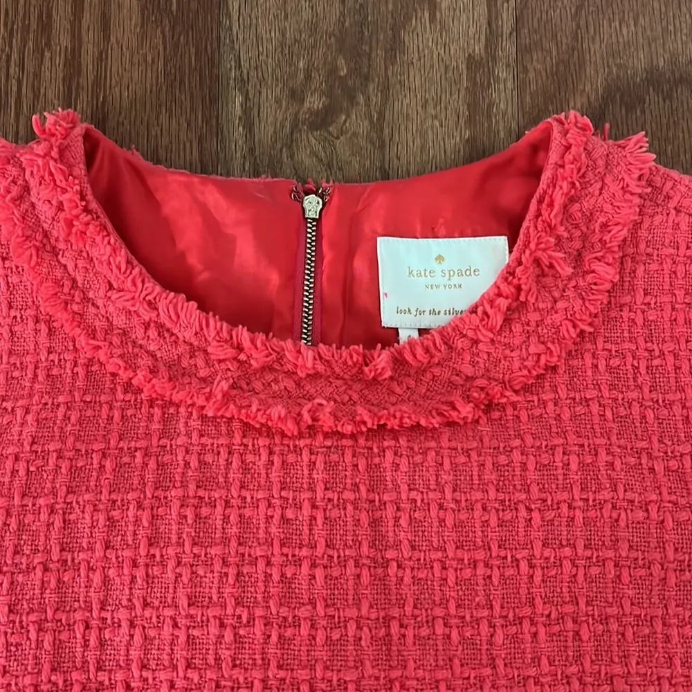 kate spade Terri Tweed coral sleeveless sheath dress size 4 MSRP $398 - Image 3