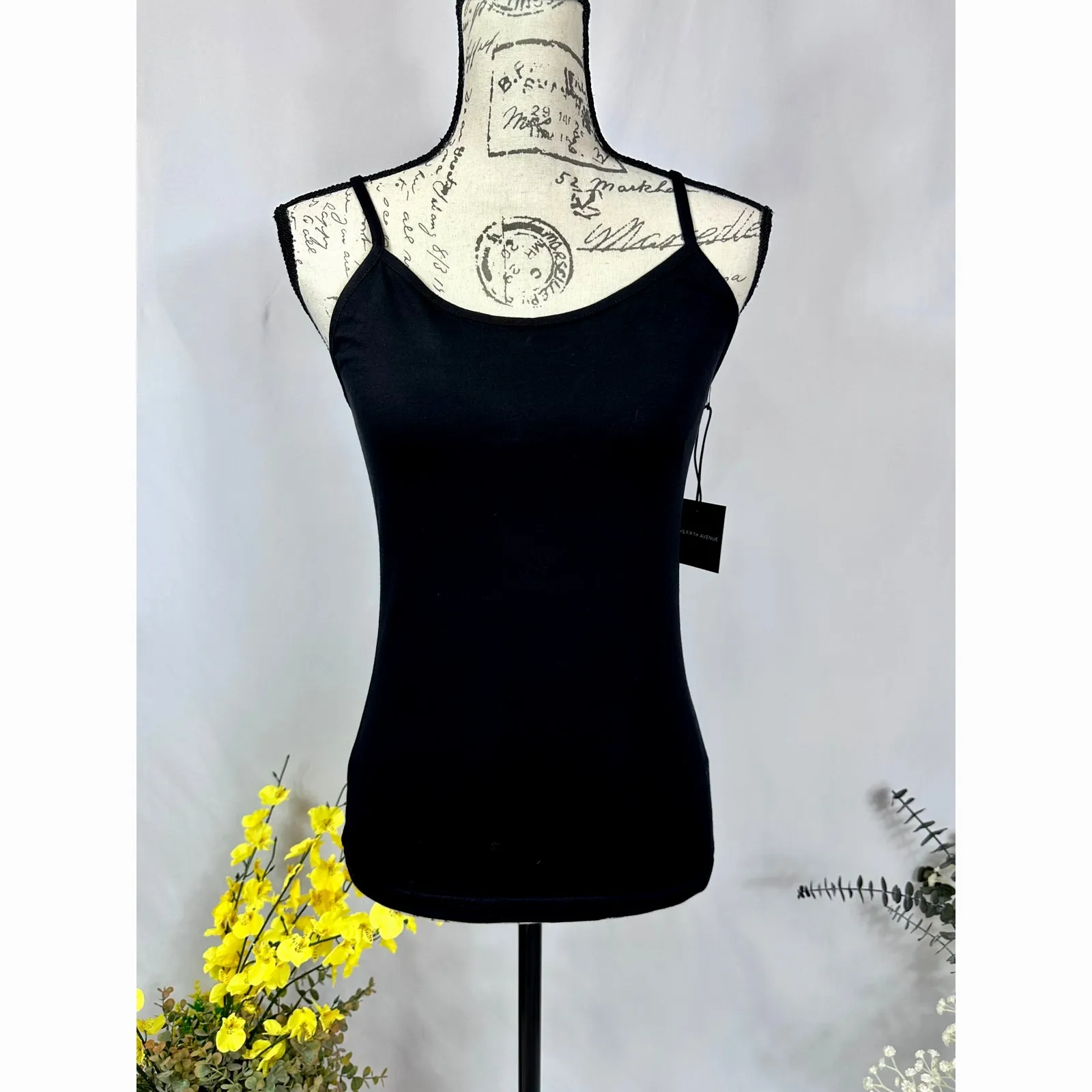 Saks 5th Avenue  Basic Scoop Neck Cami Black Stretch XS - Image 4