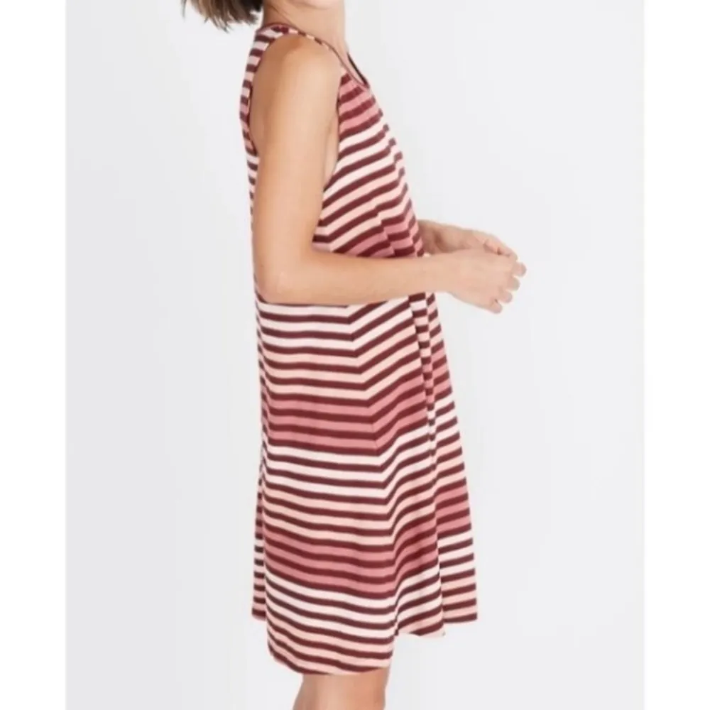 MADEWELL Pink Burgundy Striped Sleeveless Flowy Tank‎ Dress - Image 2