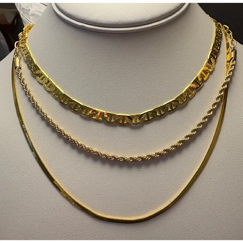 NEW‎ 14k Yellow Gold S925 Chain Paperclip Necklace Rope Style Jewelry, 16 - Image 4