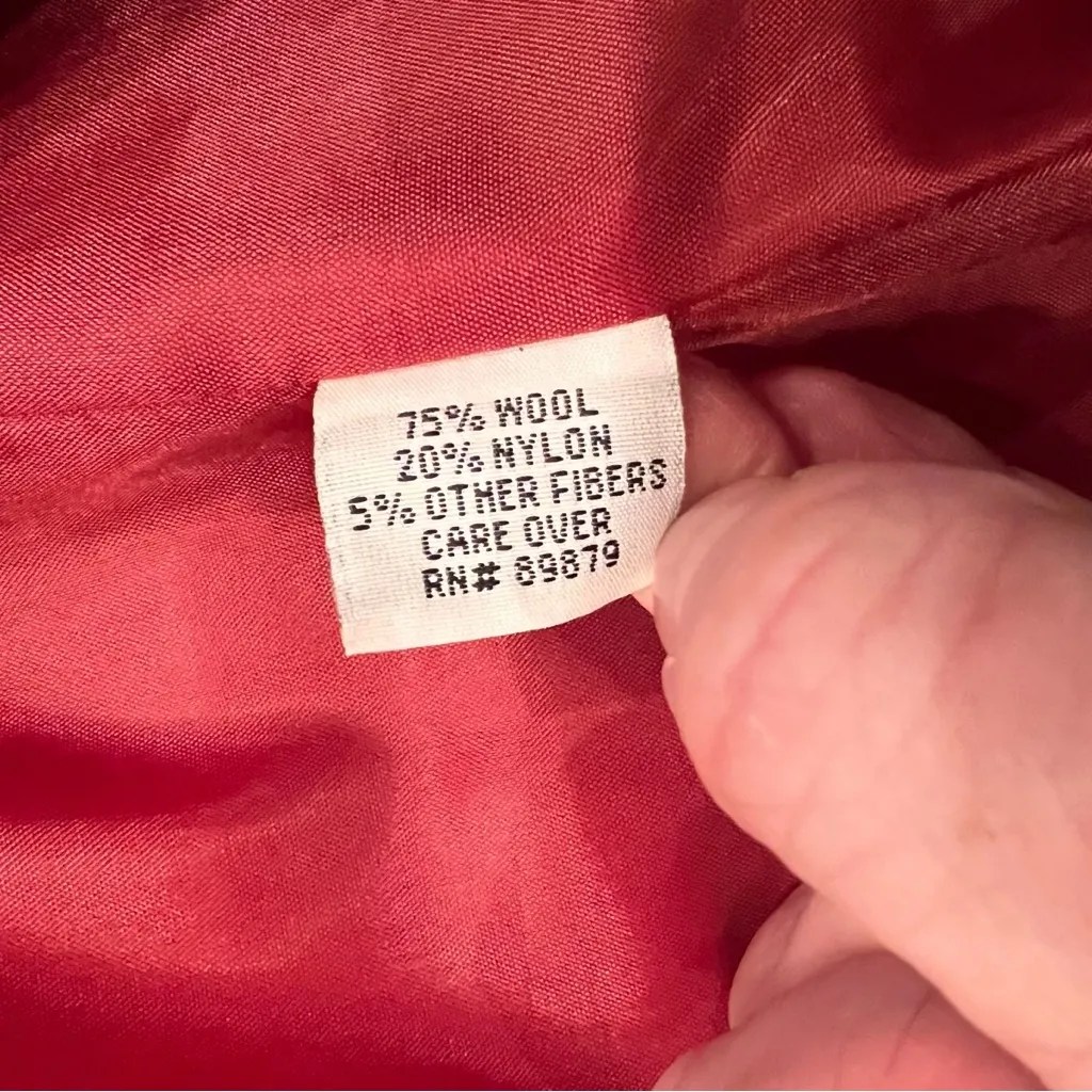 VTG Y2K Mario de Pinto MDP Large? Wool Blend Coat Red Pea Overcoat Made In USA - Image 5