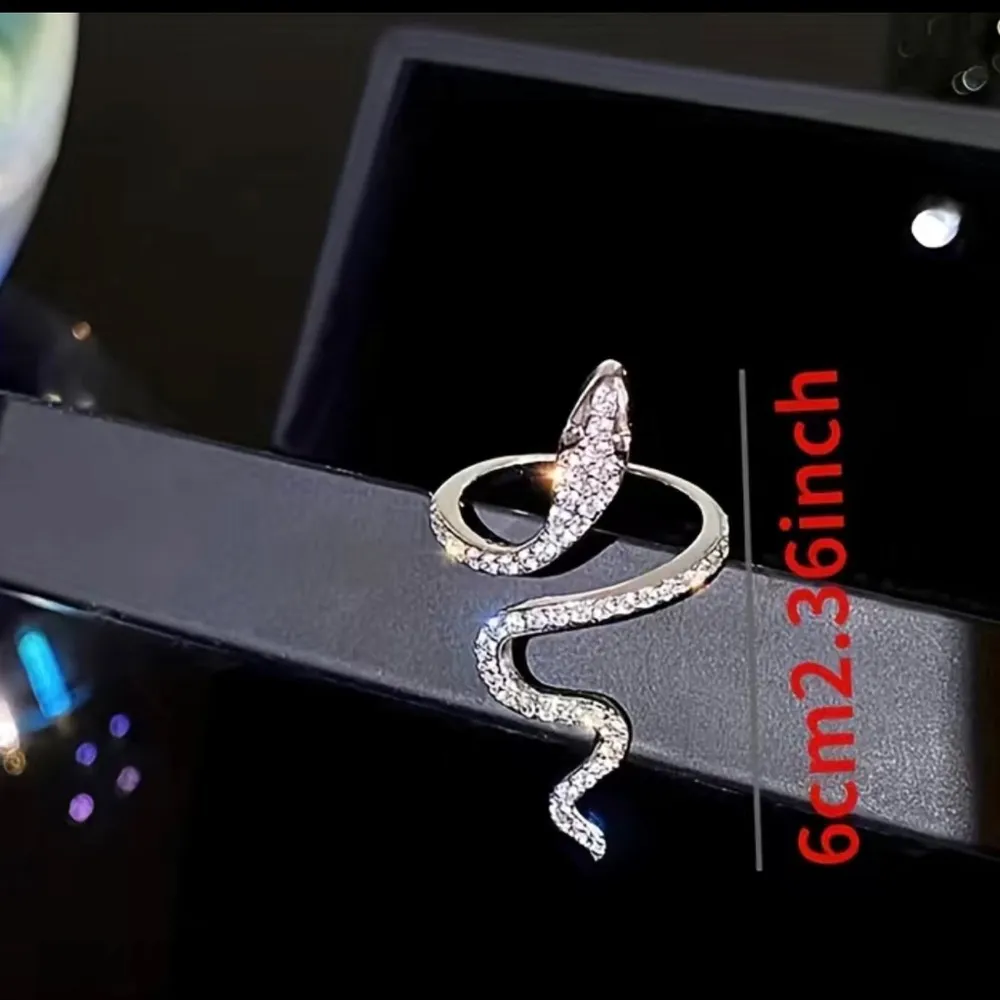 Gothic Rhinestone Snake Ring Adjustable - Image 4