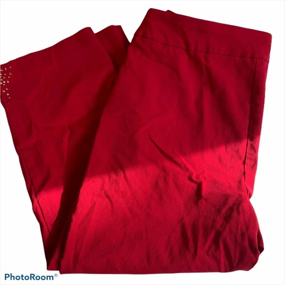 JM Collection  Cherry Red Cropped‎ Pant - Image 3