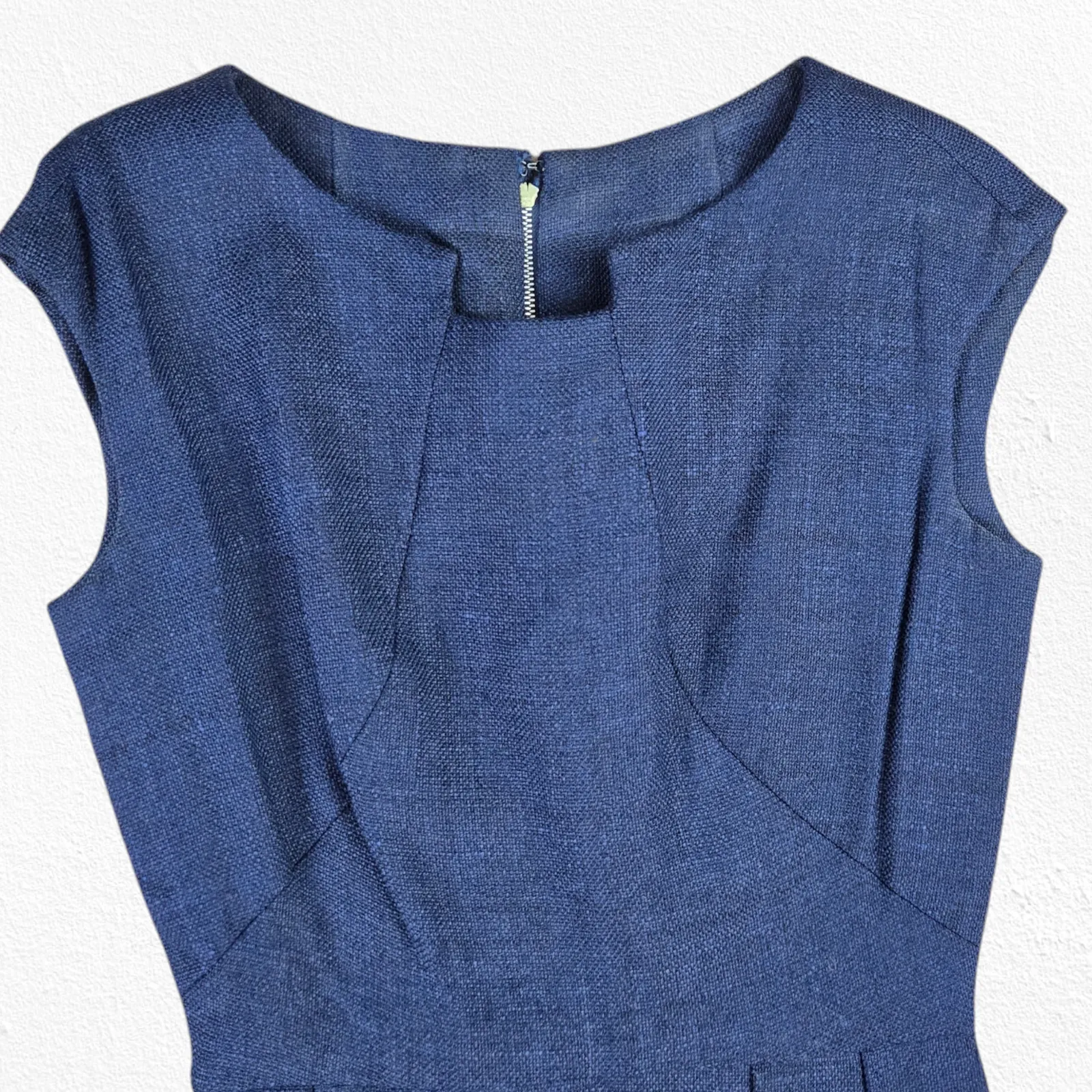 Vintage 1950s Adele Simpson Navy Blue Tweed Cape Dress Union Made Vintage Size 6 - Image 5