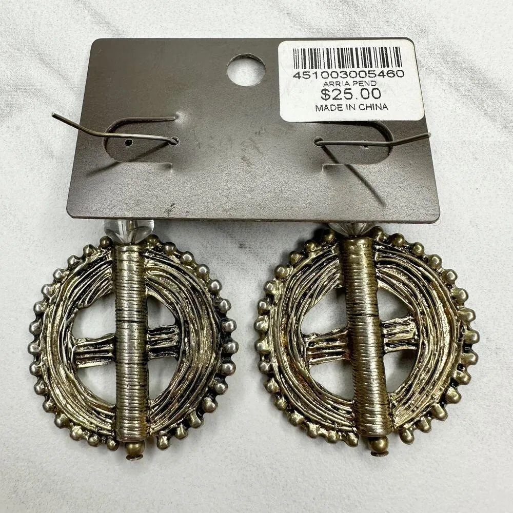 Chico's Arria Chunky Studded Dangle Gold Tone Earrings Pierced Pair - Image 6