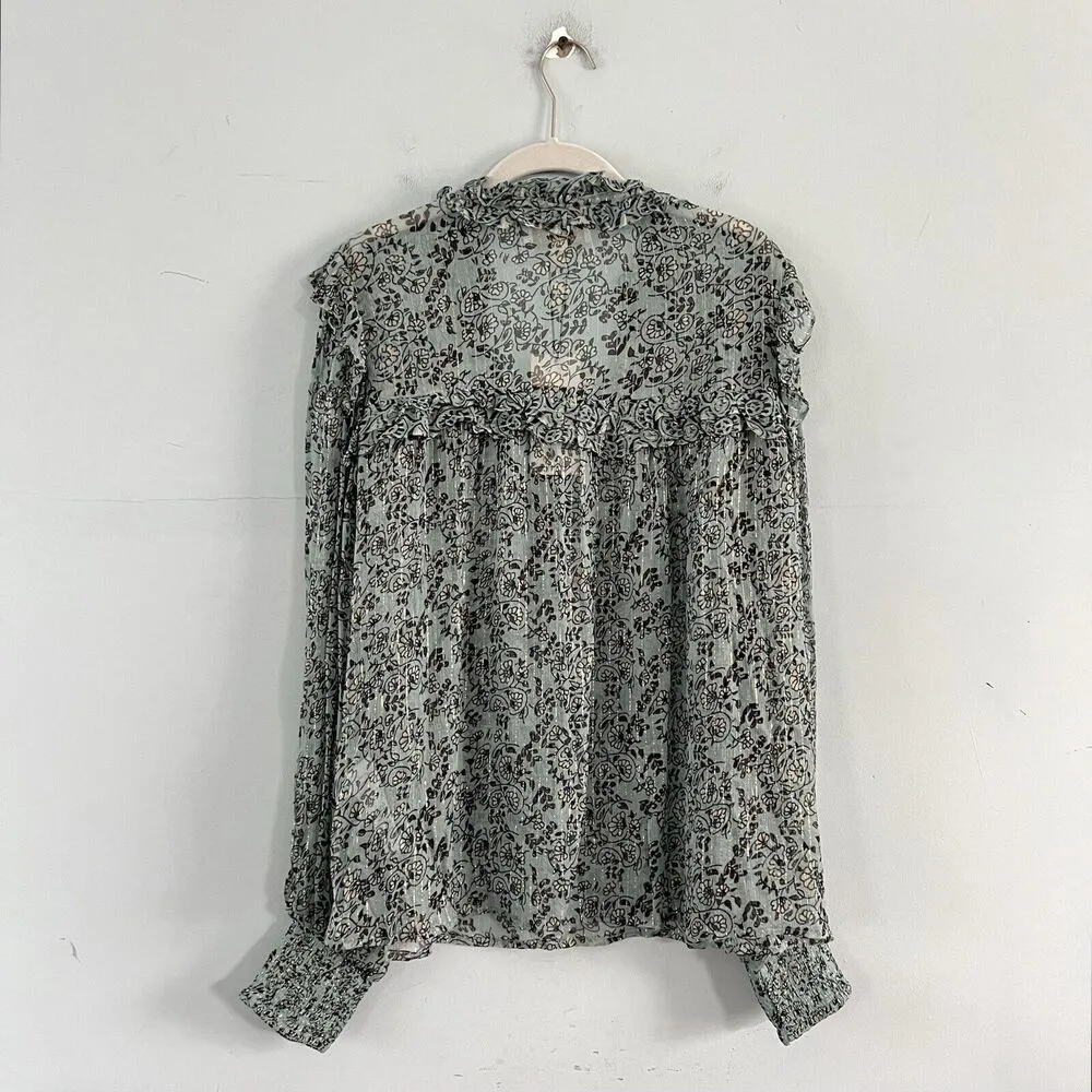 NWT Cleobella Loretta Iris Floral Print Chiffon Puff Sleeve Blouse - Image 6