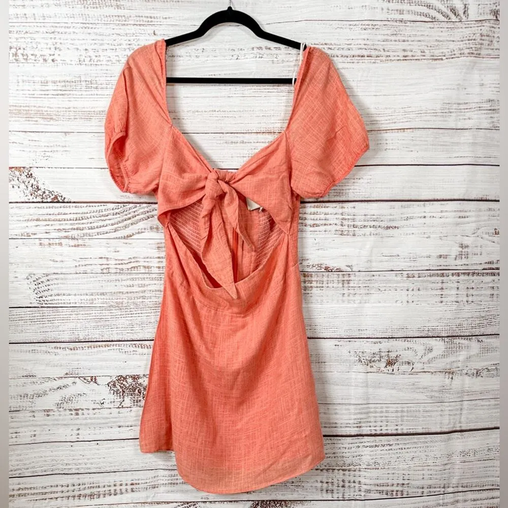 The Jetset Diaries TJD Heartbreaker Orange Linen Mini Dress, EUC, Medium - Image 5