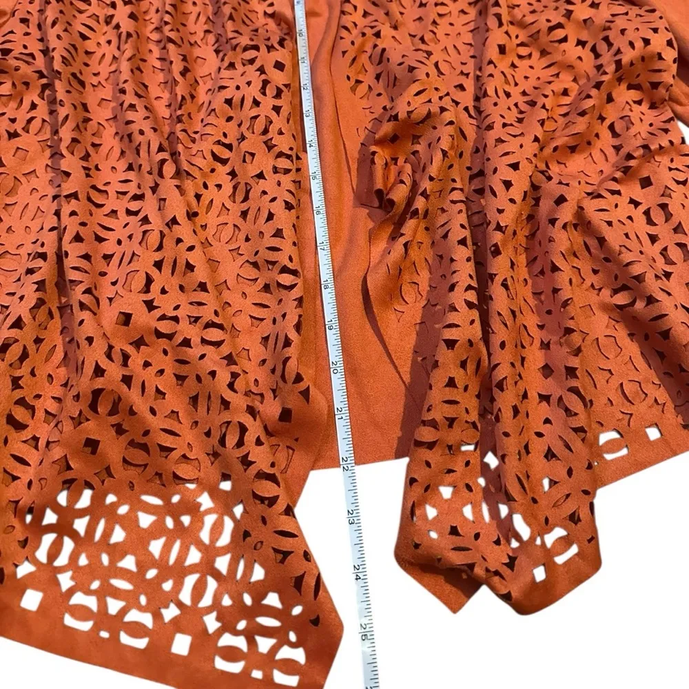 Chico's Orange Lace Suede Bohemian Cardigan - Image 3