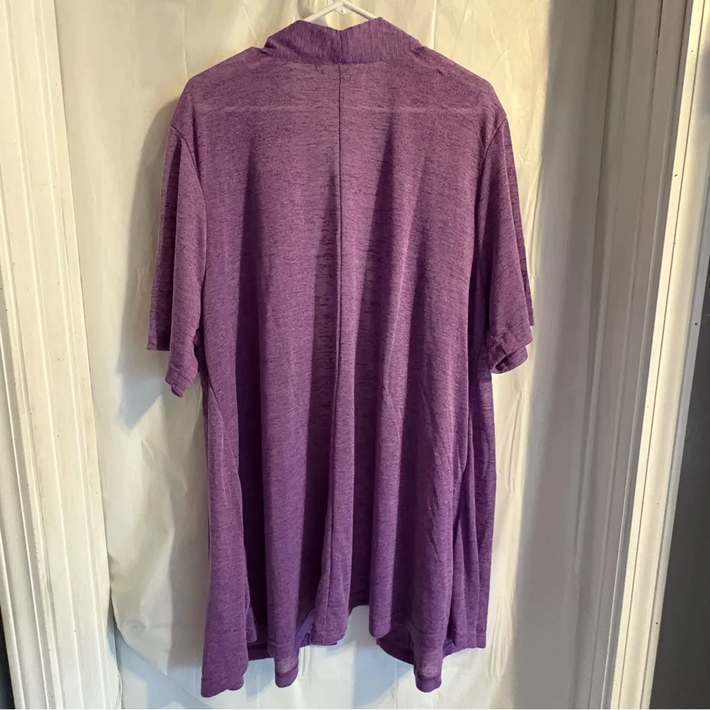 Woman Within Plus Size Lightweight Open Front Cardigan Sz 3x Linen Blend Purple - Image 3