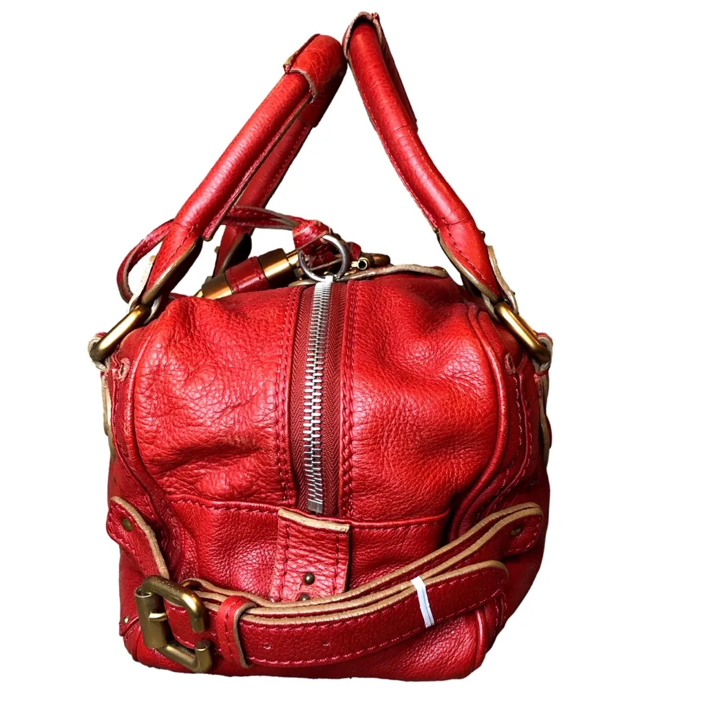 CHLOE Paddington Lock and Key Small Red Leather Padlock Bag With Dust Bag - Image 4
