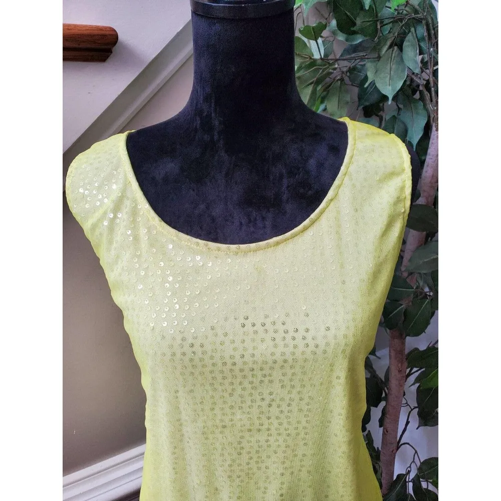 Dana Buchman Women's Yellow 100% Nylon Round Neck Sleeveless Top Blouse Size XL - Image 2