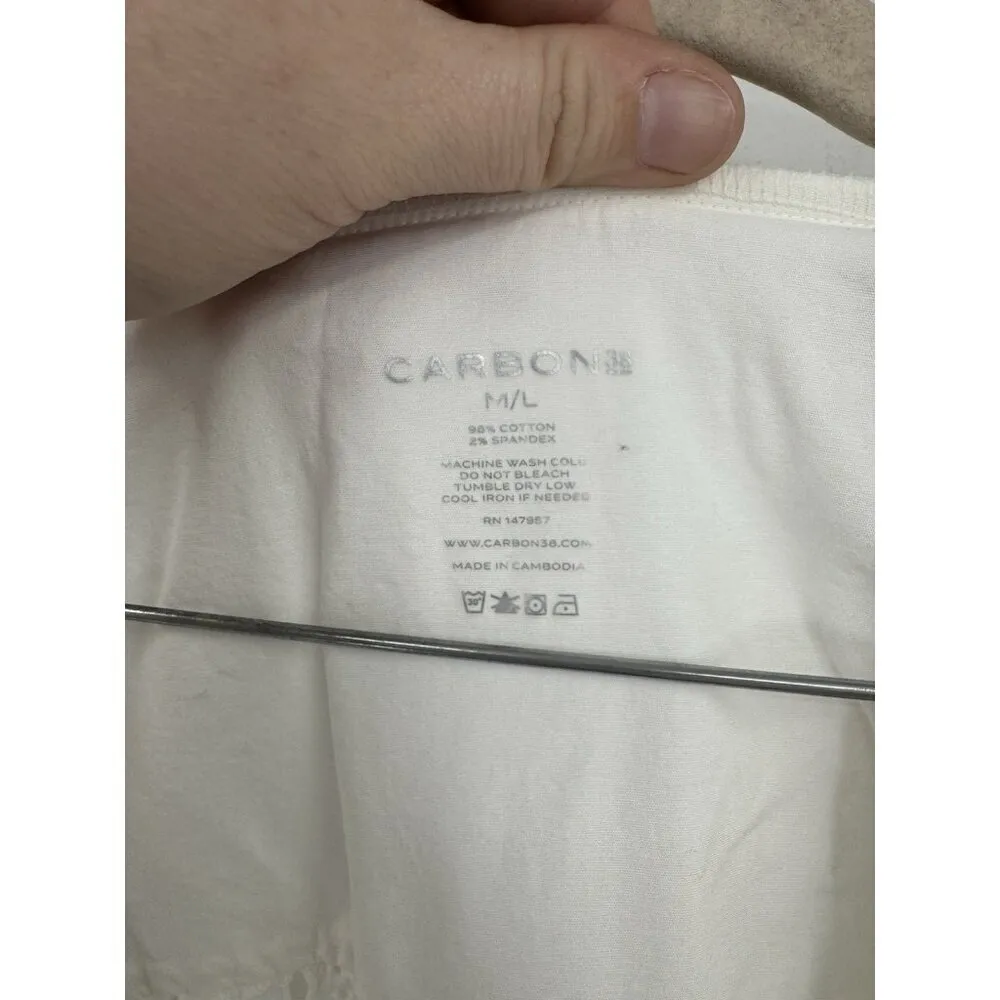 Carbon 38 Eyelet Kimono Robe Women M/L White Swim Cover Beach Coastal‎ Waist Tie - Image 4