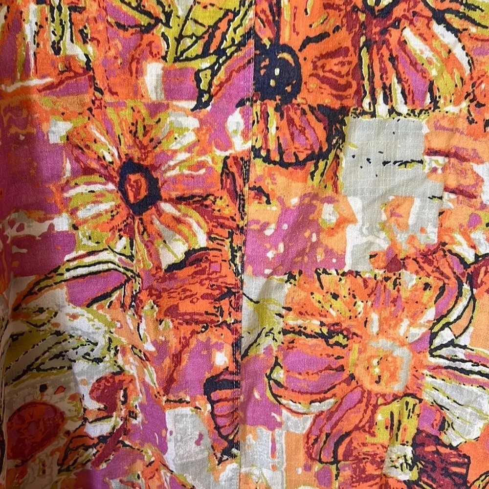 Soft Surroundings Mixed Pattern Floral Striped Knit White Blouse Size Large - Image 7