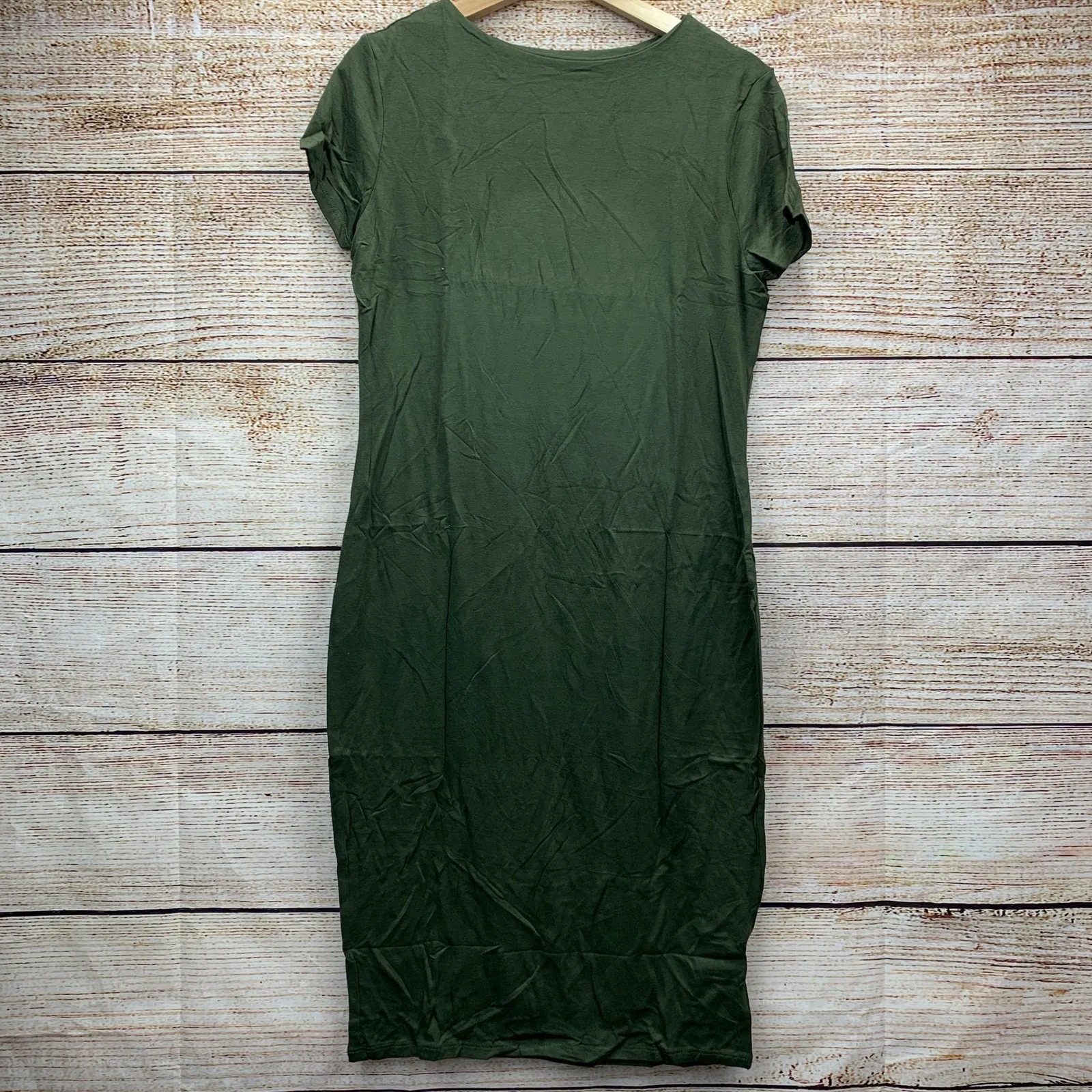AMORE ALLFY Women's Olive Green Short Sleeve‎ Slim Fit Midi Dress 2X Large Size XXL - Image 2