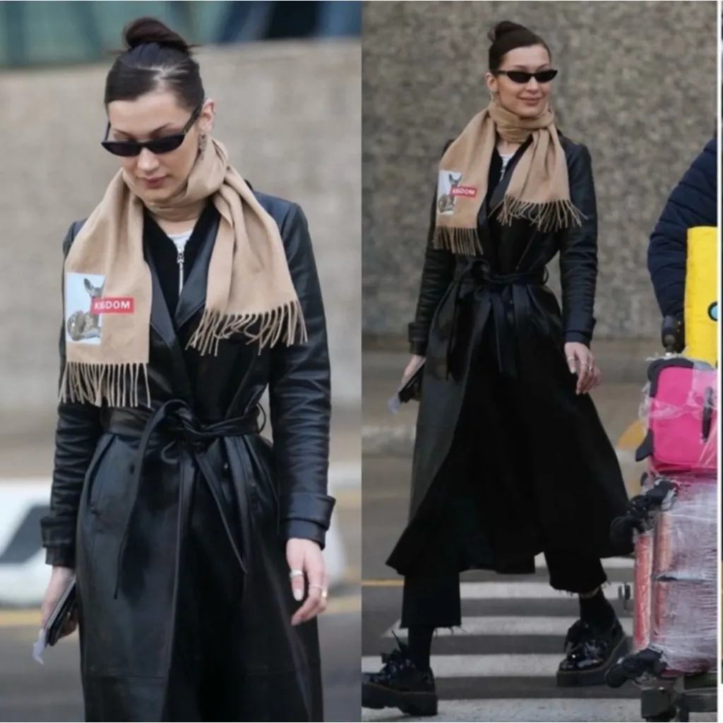 NWOT Frame Lamb Leather Trench Coat Black Size Large Celebrities Favorite. - Image 4