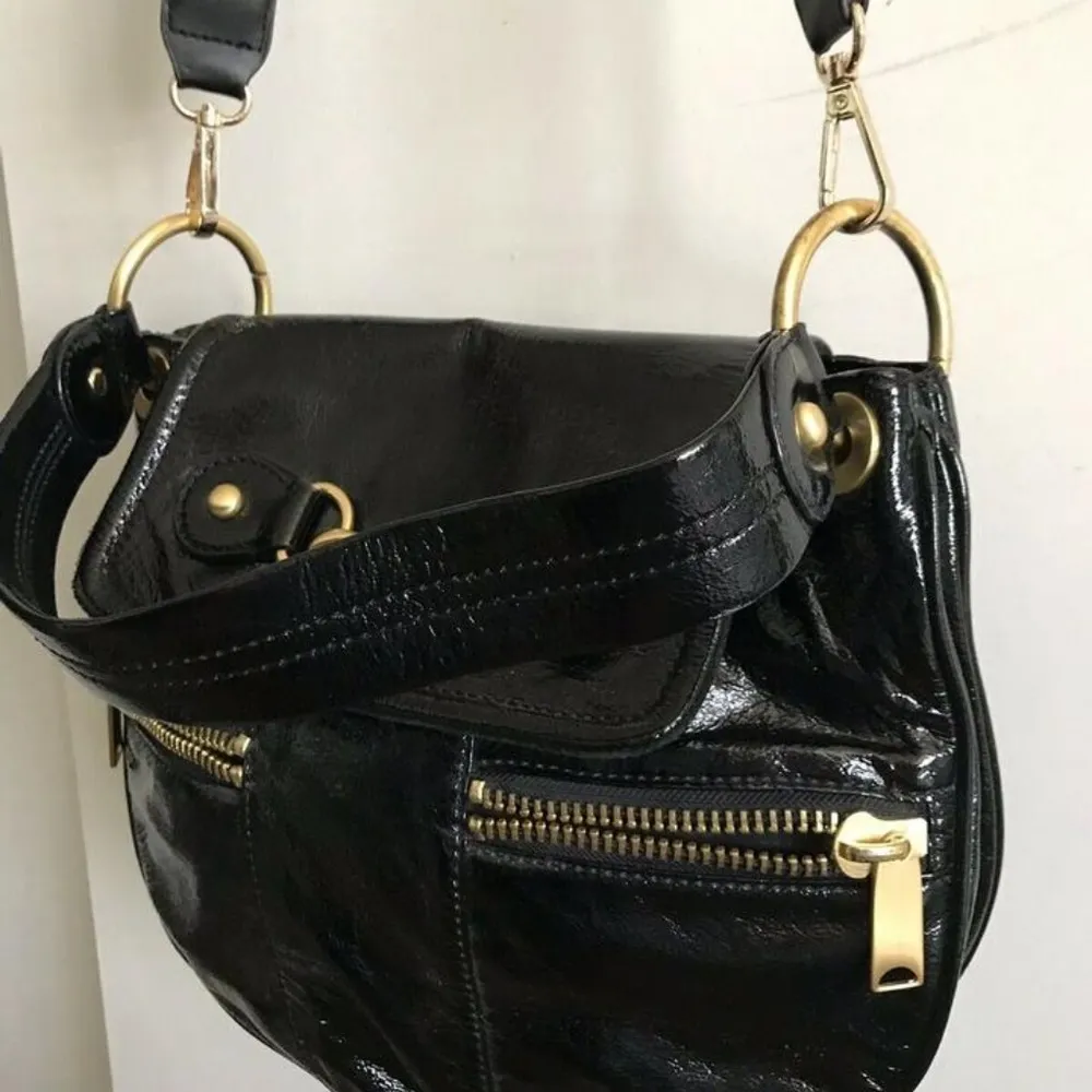 Cynthia Rowley Medium Black Patent Leather Cross B - Image 5