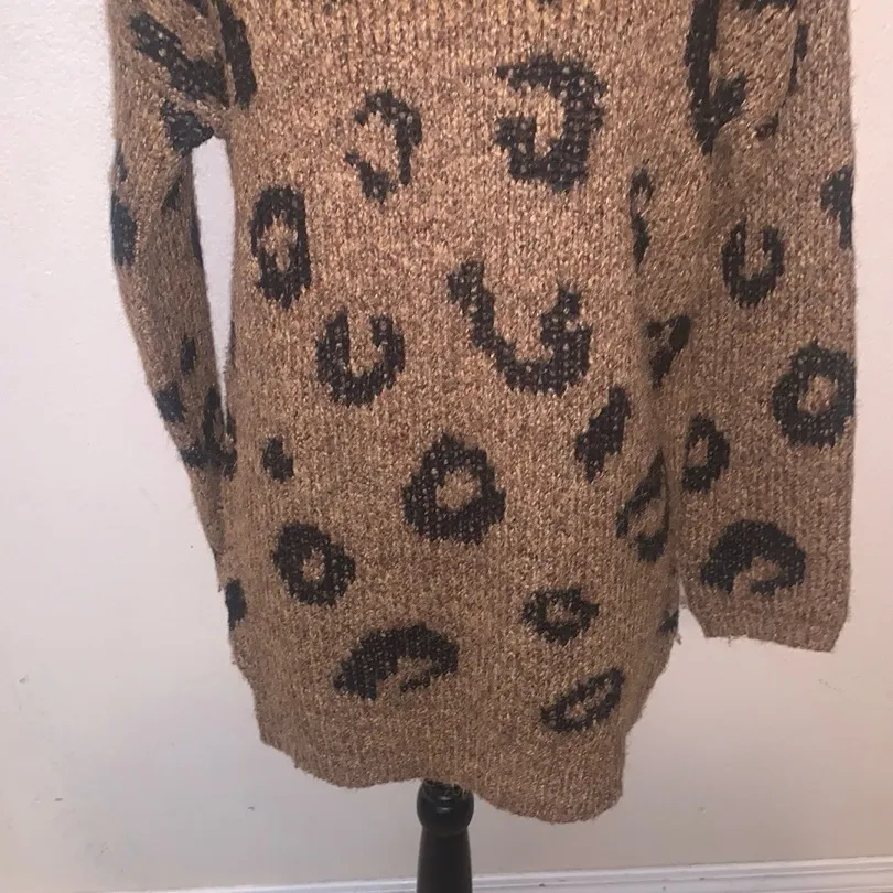 Universal Threads Universal Thread Women's XS Mock Turtleneck Tunic Pullover Sweater Leopard - Image 5