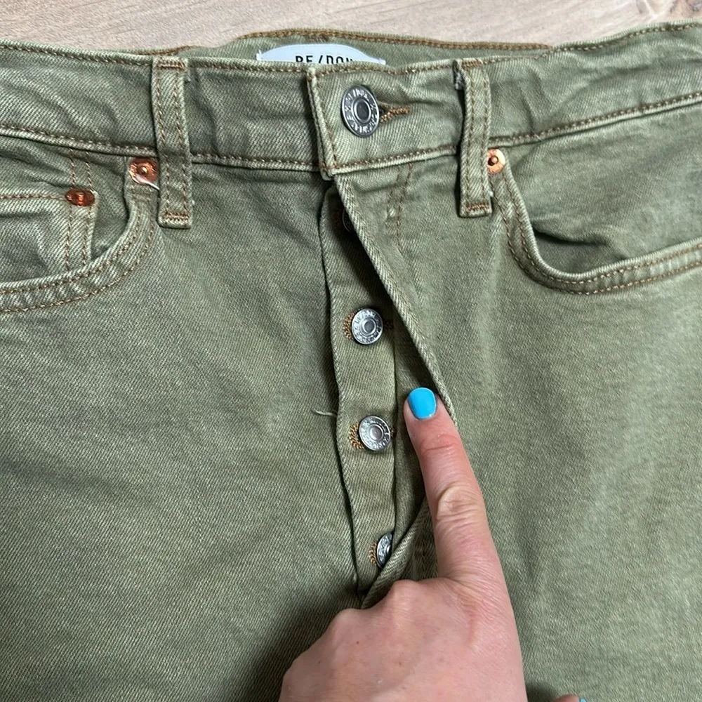 RE/DONE 70”s High Rise Stove Pipe Jeans in Sage Green Size 26 - Image 9