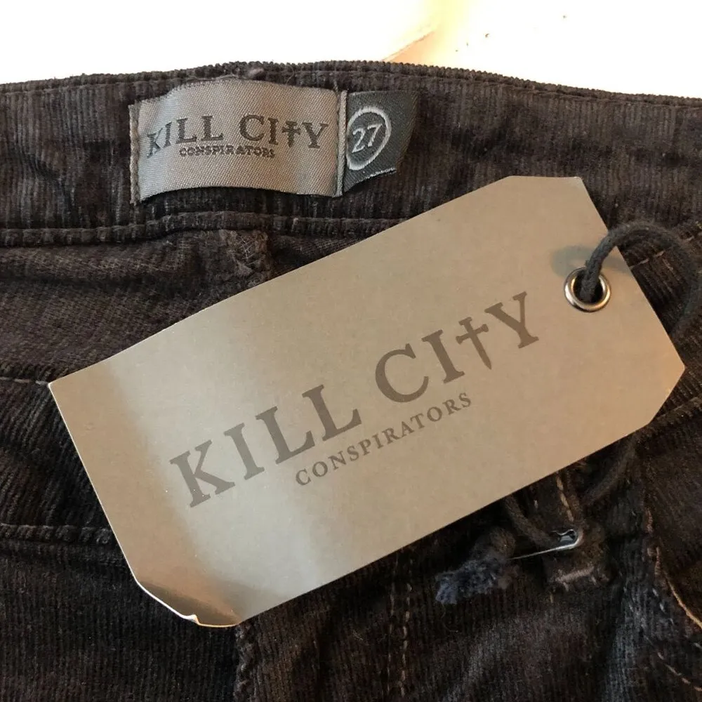 Kill City Womens Velour Black Skinny Jeans Low Rise 27 - Image 3