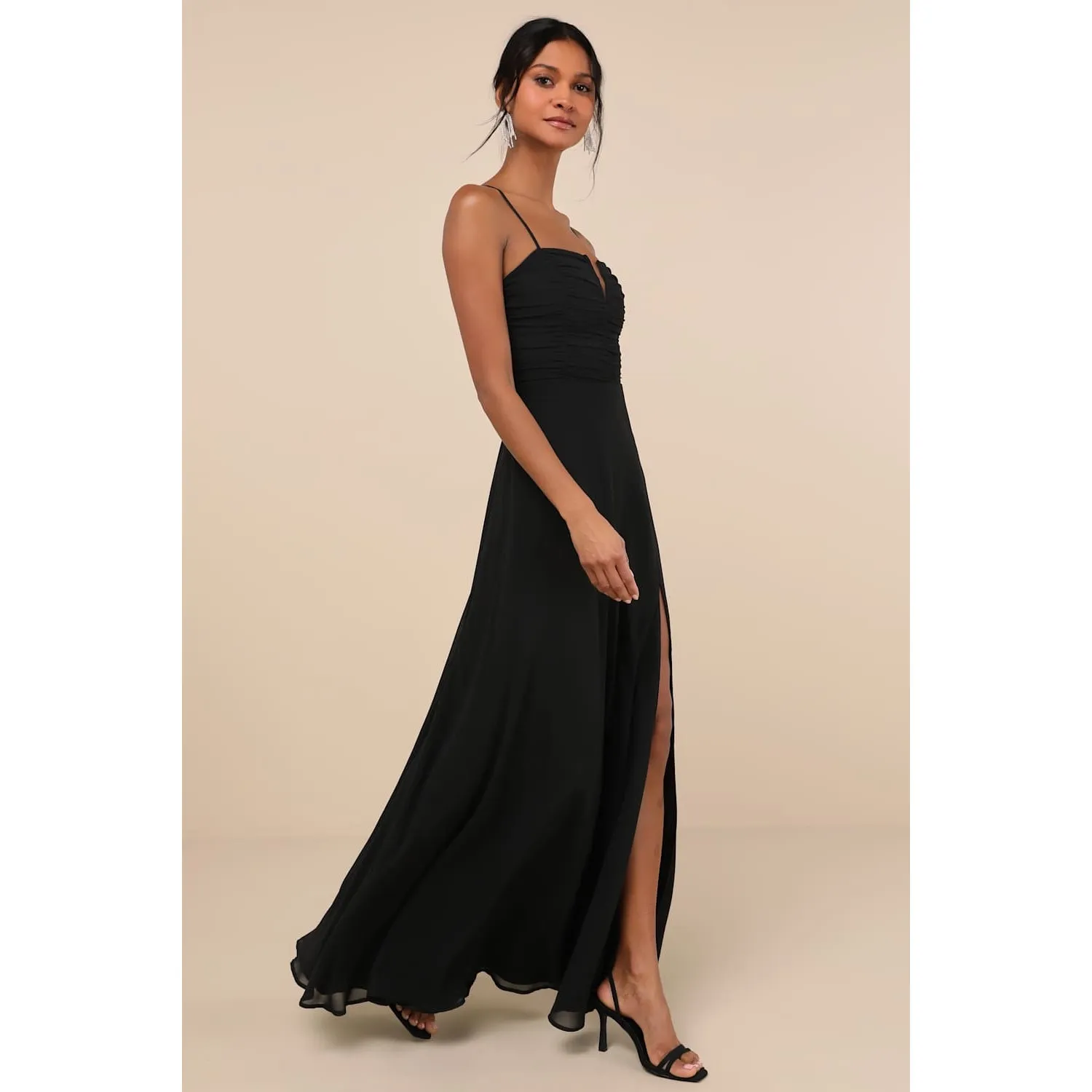 NWT Lulus Sweeney Black Sleeveless Maxi Dress Wedding Formal Cocktail Sz L - Image 3