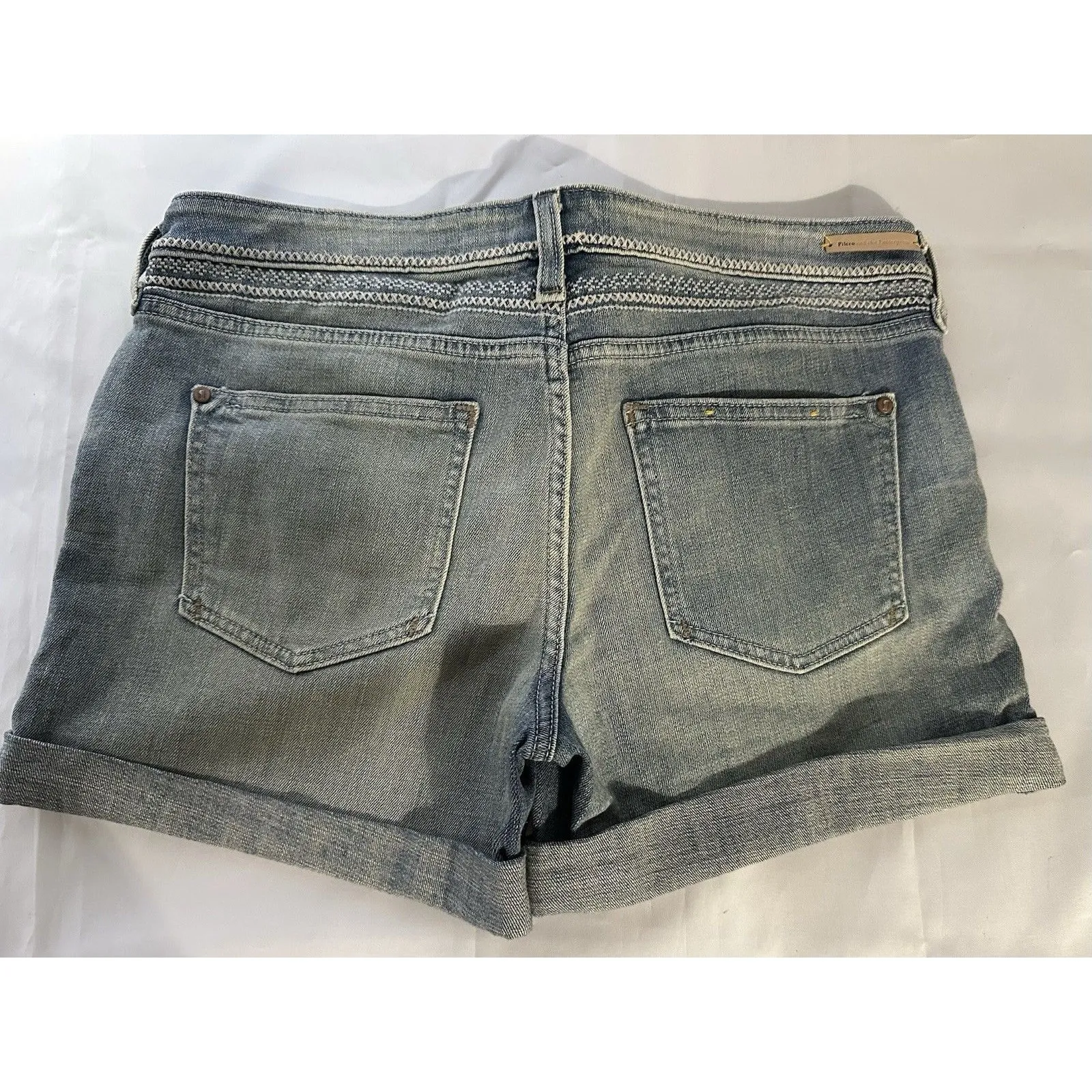 Pilcro And The Letterpress Anthropologie Blue Denim Shorts embroidered size 29 - Image 3