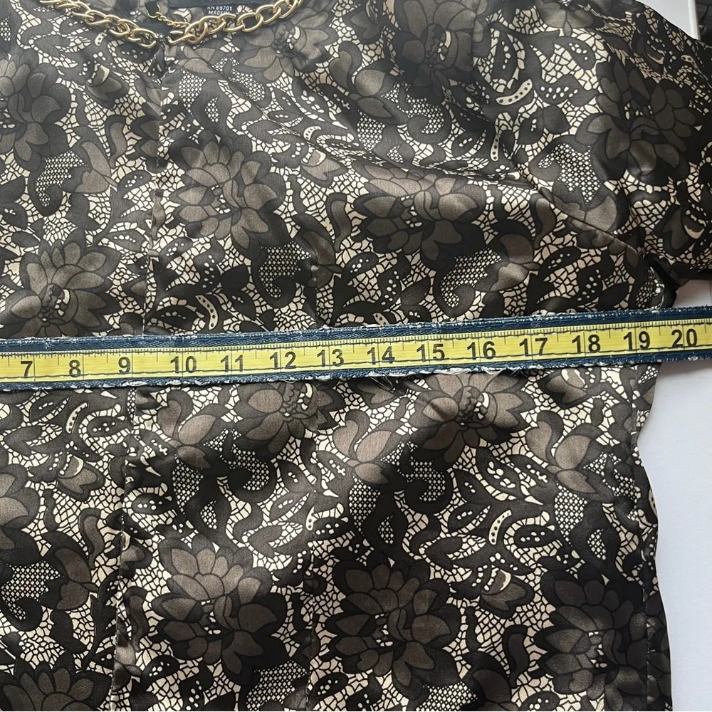 Mix Nouveau Silk Like Floral Pattern Blazer Jacket Coat Black Small - Image 8