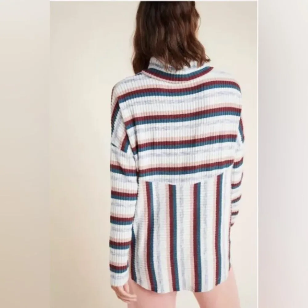 Anthropologie Saturday Sunday Pippa Hacci Striped Cowl Neck Ribbed Sweater - Image 3