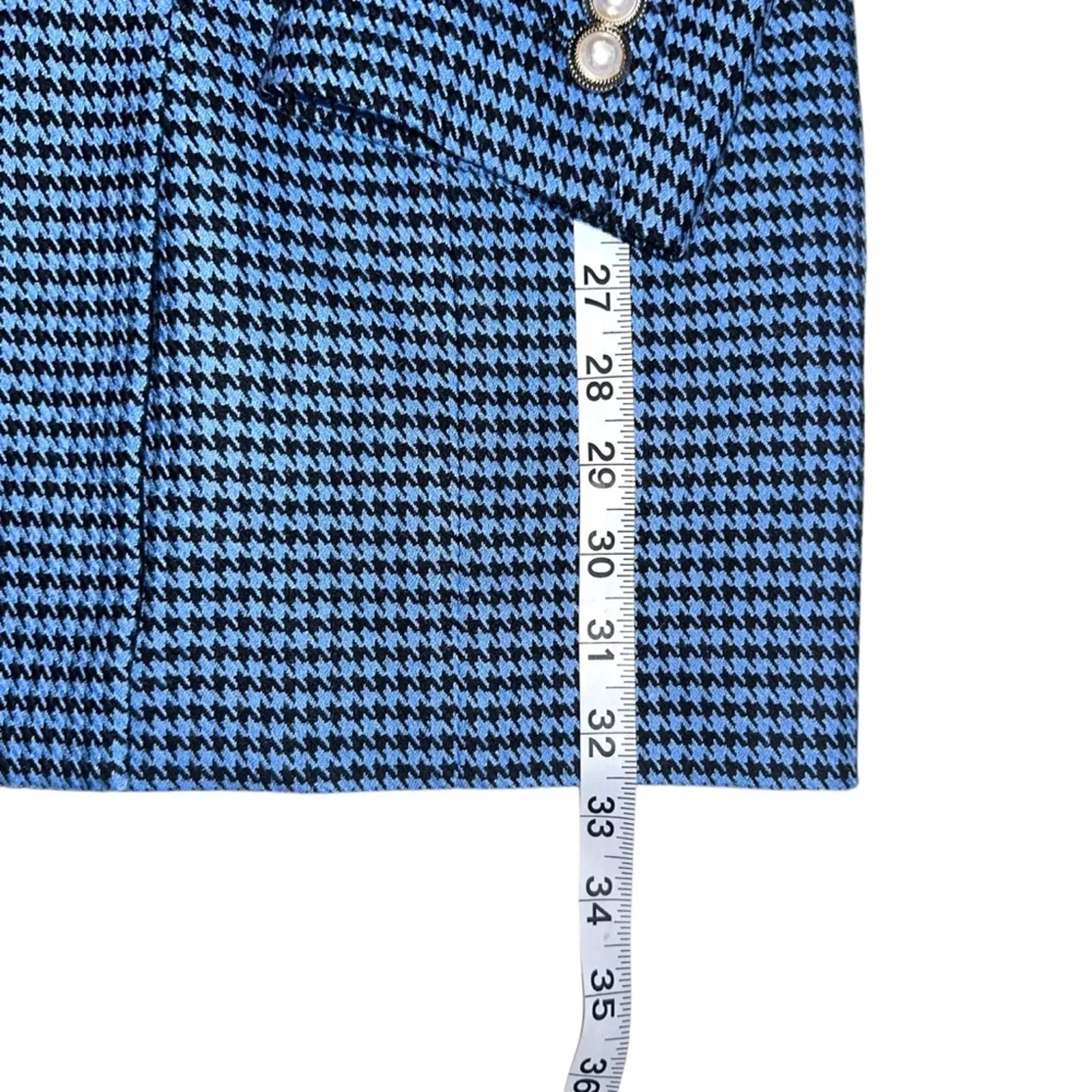 Rebecca Vallance Garance Double Breasted Houndstooth Blue Black Blazer Dress 8 - Image 9