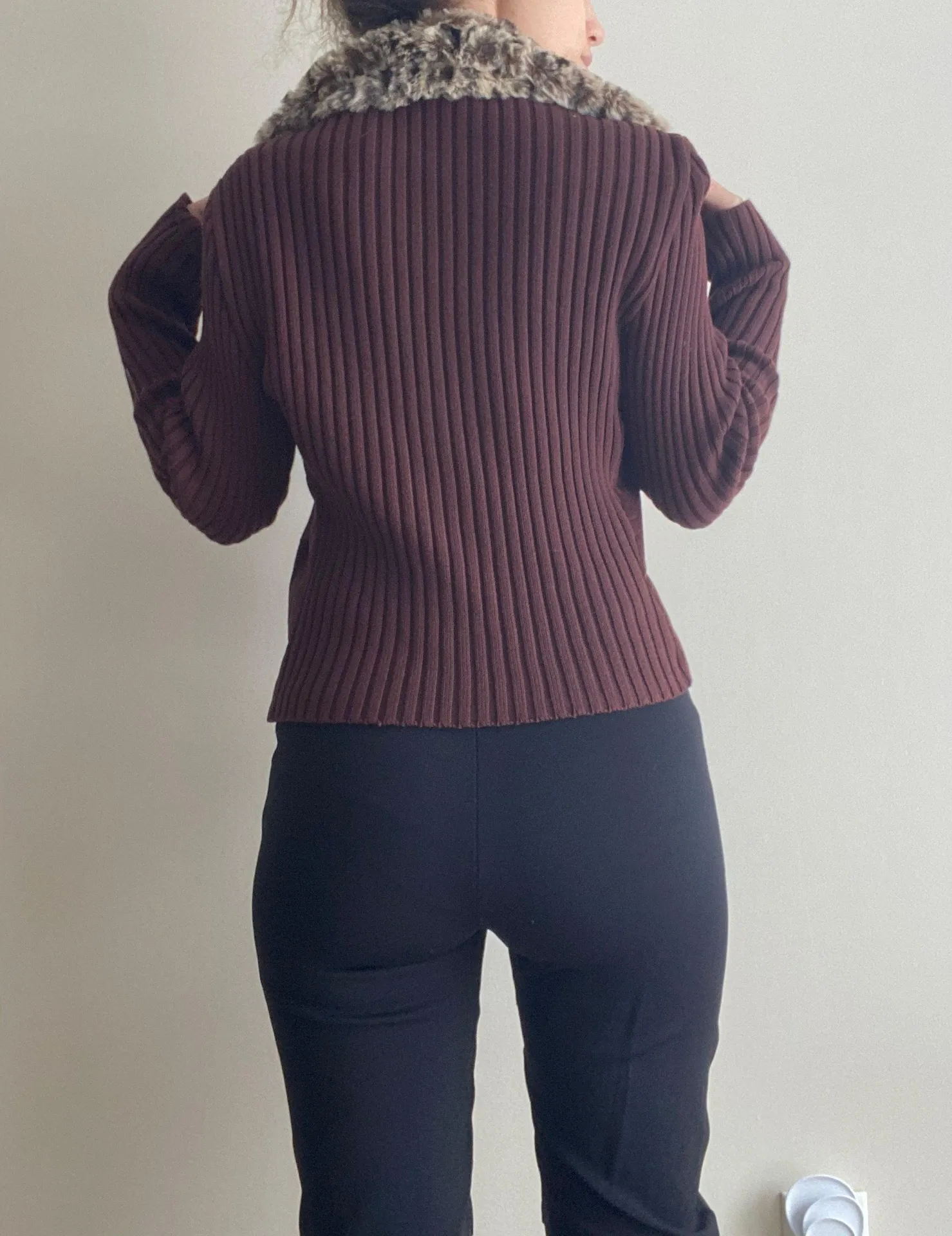 Bandolino Brown  Vintage Faux Fur Trim Collar Jacket - Image 4