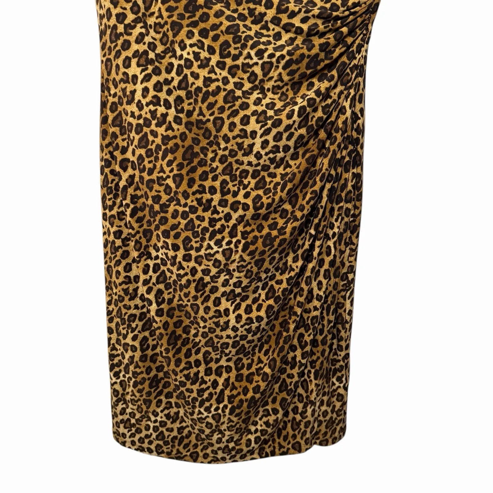 Lauren Ralph Lauren Womens 10 Leopard Faux Wrap Midi Dress Mob Wife - Image 8