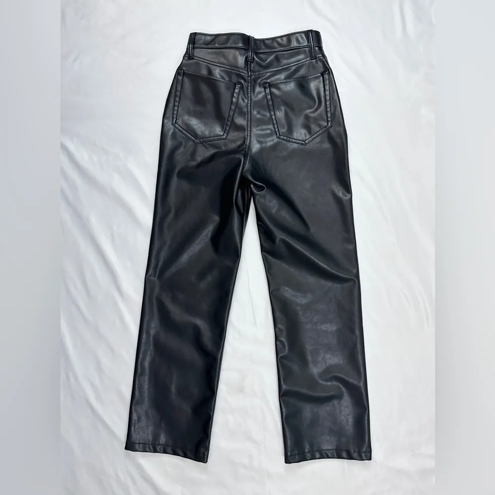 Abercrombie & Fitch Vegan Leather 90s Straight Pant Curve Love - Black - 24/00 - Image 8