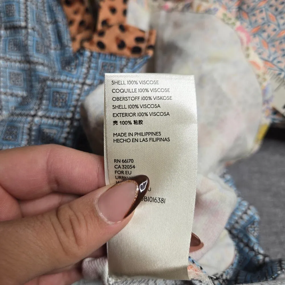 Anthropologie Maeve Bernadette Mixed Print Floral Leaopard Shirt Size XXSP - Image 5