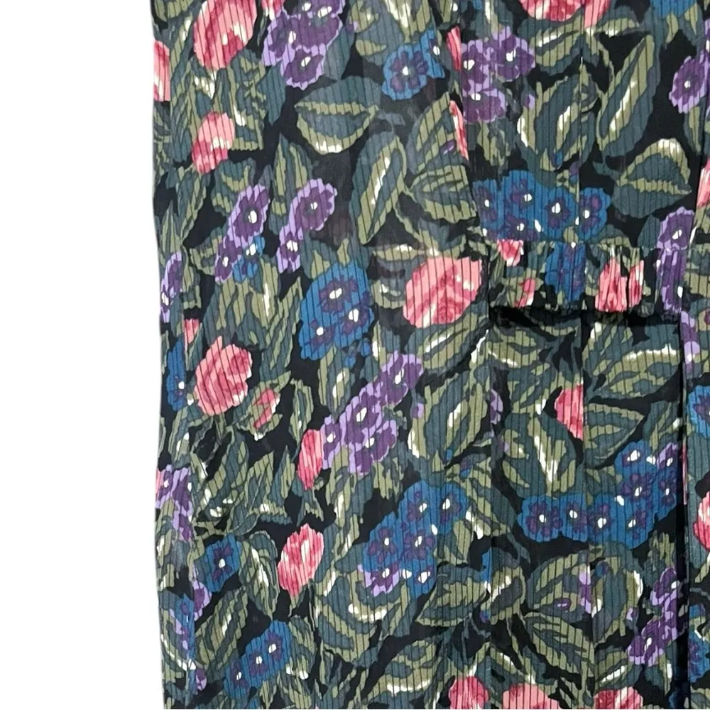 Vintage Eileen West Floral 100% Rayon Sheer Button Down Dress Medium Best Blue - Image 8