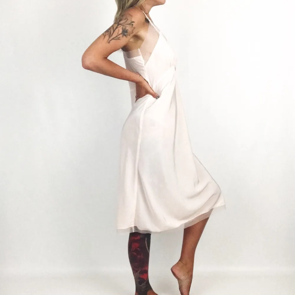 Vintage Embroidered Mesh Slip Chemise Dress | Size S/M Pink Size M - Image 5