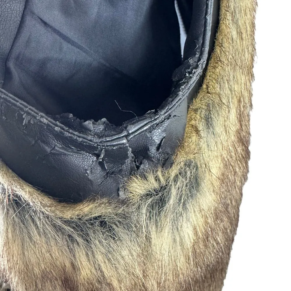 BKE Full Zip Faux Fur Vest Pleather Trimmed Pockets Size M - Image 7