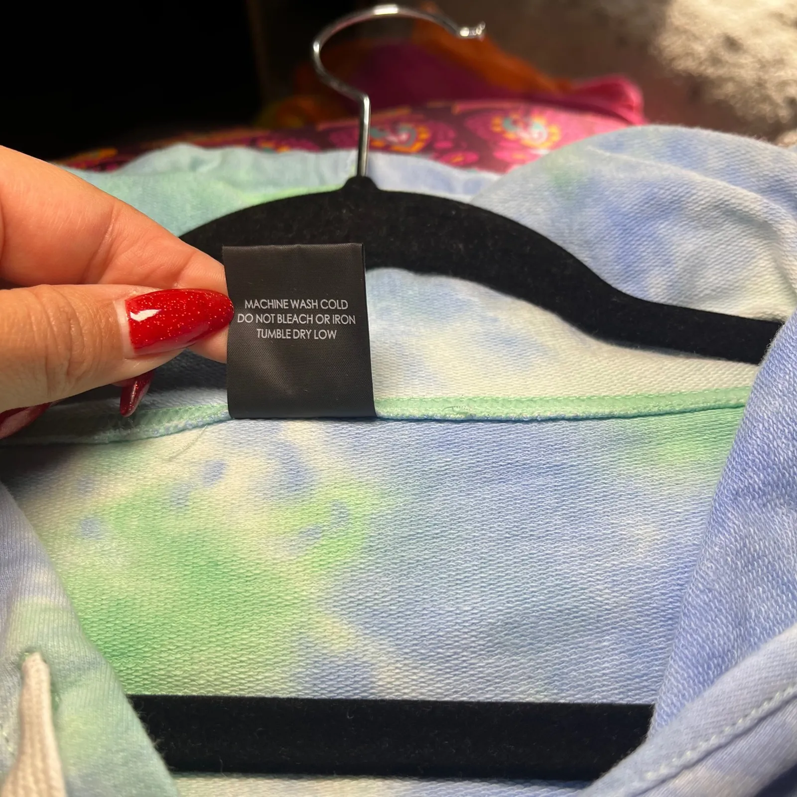 Coeur d Alene Clothing Company Tie Dye Hoodie Sweatshirt Blue Green 2XL Cropped Size XXL - Image 5