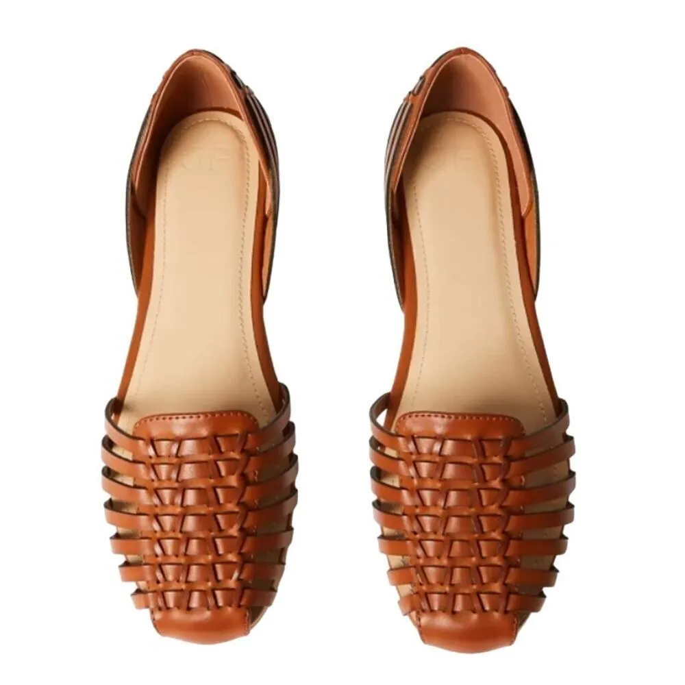 Justfab Lucita Woven Flat in Brown, Size 7​​​ - Image 4