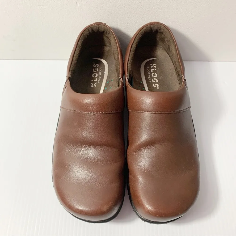 Klogs Slip On Brown Leather Comfort Clogs Size 7M - Image 3
