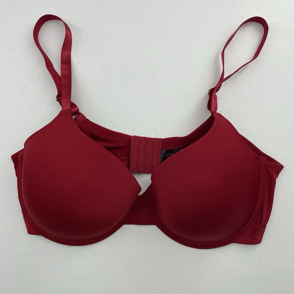 DANSKIN Intimates 40D Push Up Soft Lift Bra Lined Underwire Red Adjustable - Image 2