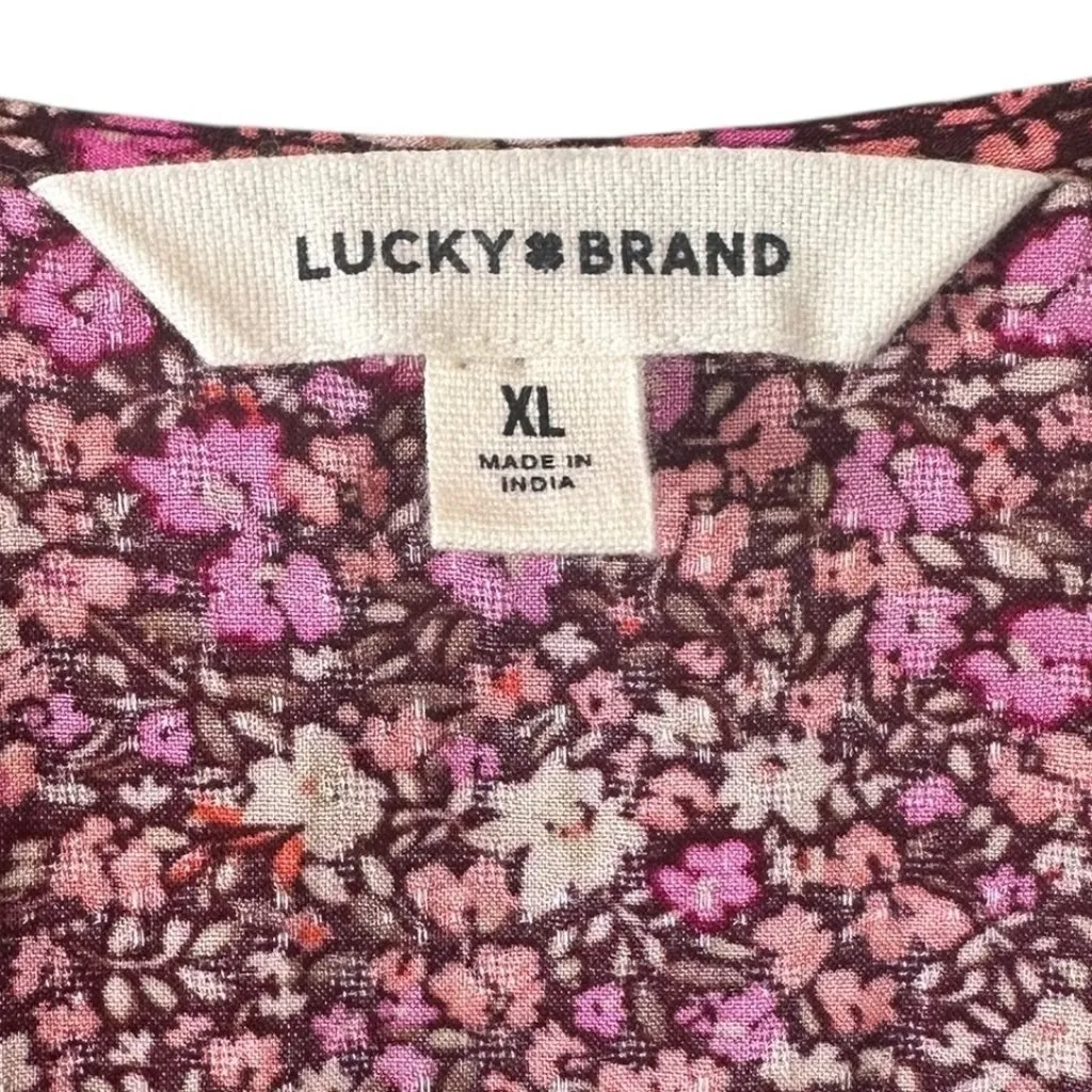 LUCKY BRAND Cottagecore Lace-Up Back Floral Button-Front Midi Dress Size XL - Image 8