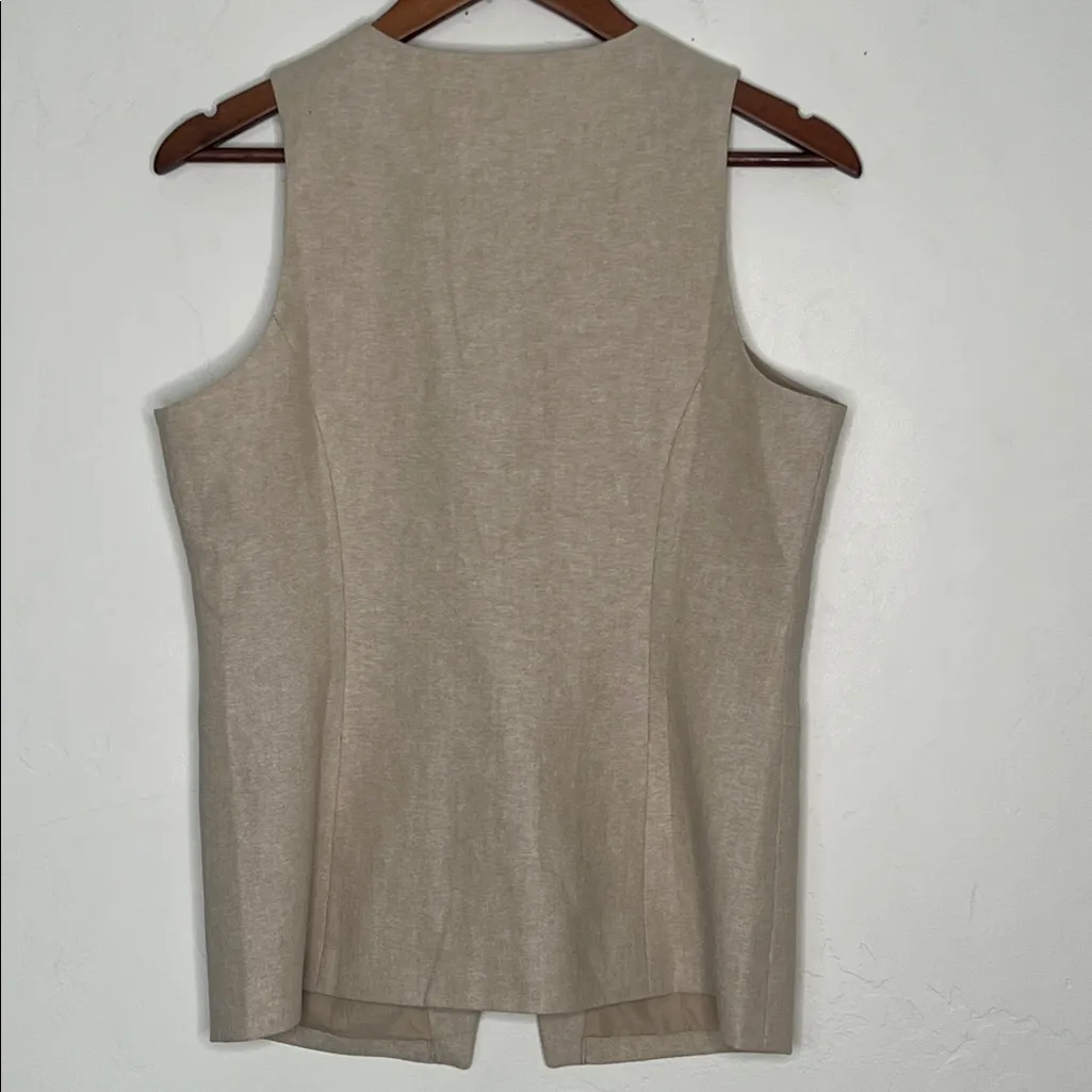 Old Navy Linen Blend Button-Front Vest Natural White Tan Size Medium NWT - Image 5
