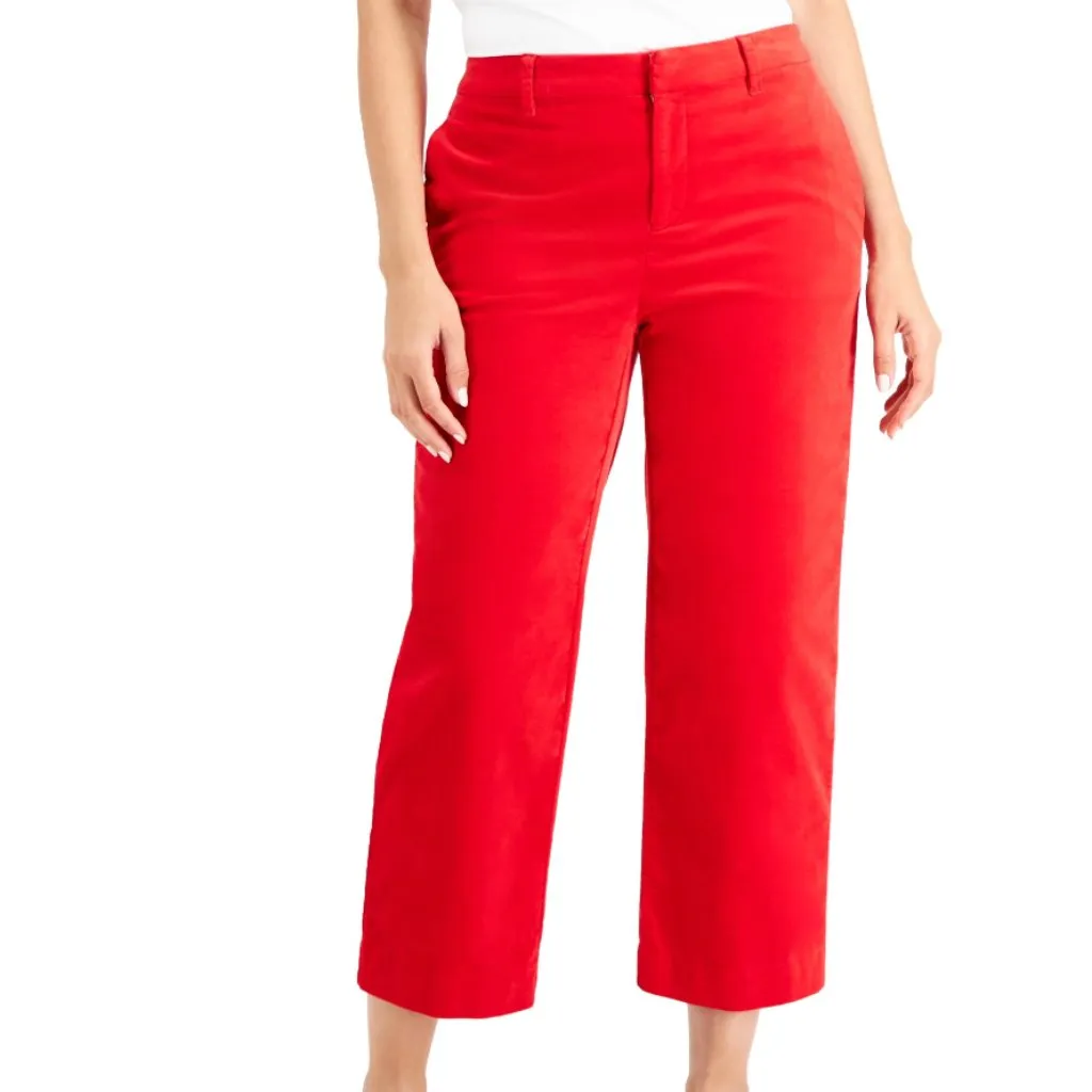 NEW Charter Club Velveteen Ankle Pants Ravishing Red 14 - Image 4