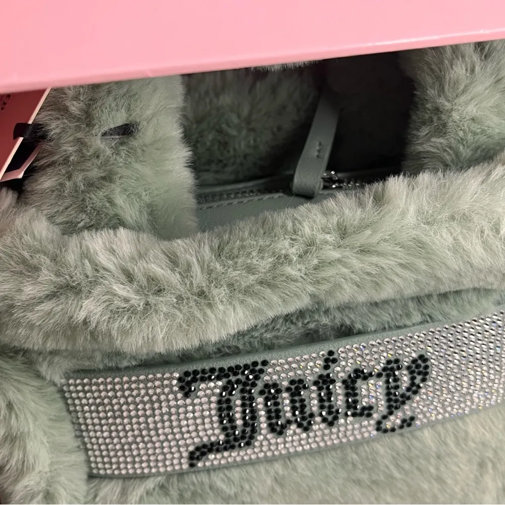 Juicy Couture Cool Blue Fuzzy Tote & Sparkling Rhinestone Barrel Bag Set NWT - Image 5