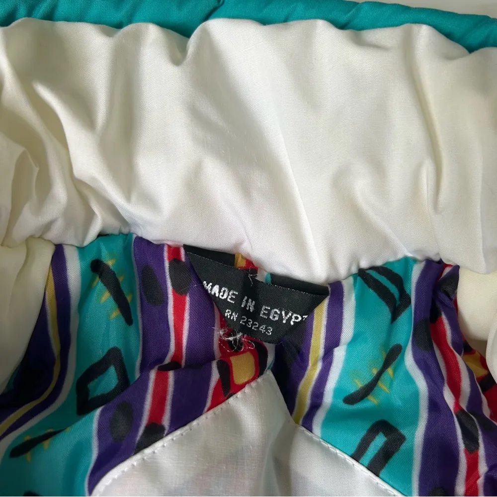 Vintage 90’s Puffer Ski Suit Jacket Prezzia Coat Funky Art to Wear Size Medium White - Image 5