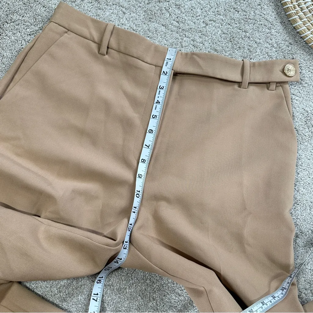 Zara Women’s High Waisted Wide Leg Menswear Trouser Pants in Camel L - Image 15